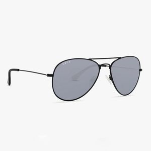 DIFF Eyewear - Cruz Matte Black Grey Mirror Sunglasses